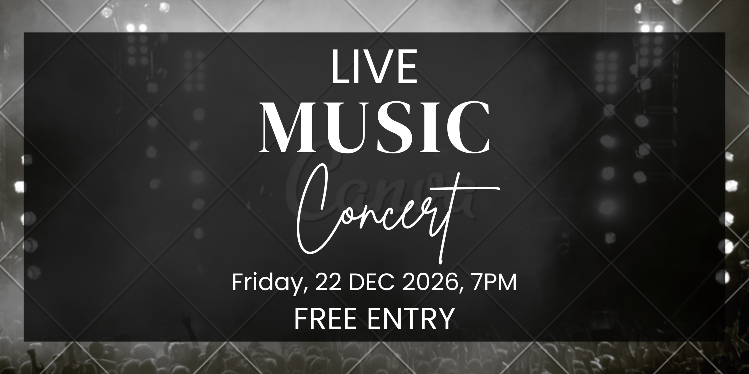 black white modern live music banner landscape